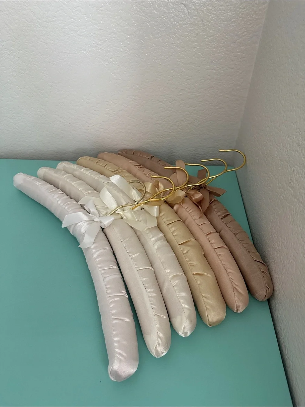 Satin padded heavy duty hangers-set of 6ct. in natural ombré colors-brand new.